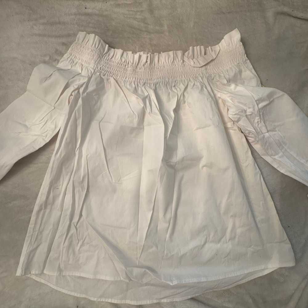 White small Cece Off-Shoulder Cream Blouse NWT